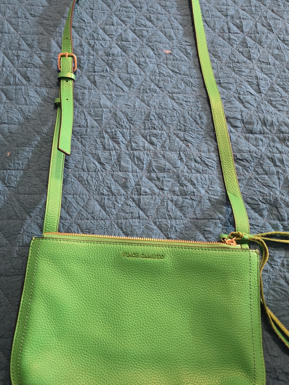 Vince Camuto Lime Green Pebbled Leather Crossbody